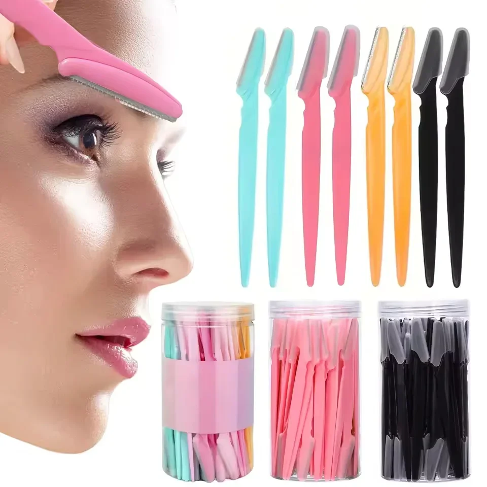 Hair Clipper - 5/40 ชิ้น มีดกันคิ้วแบบพกพา ใบมีดโกนสำหรับใบหน้า กำจัดขนคิ้ว ปลอดภัย
