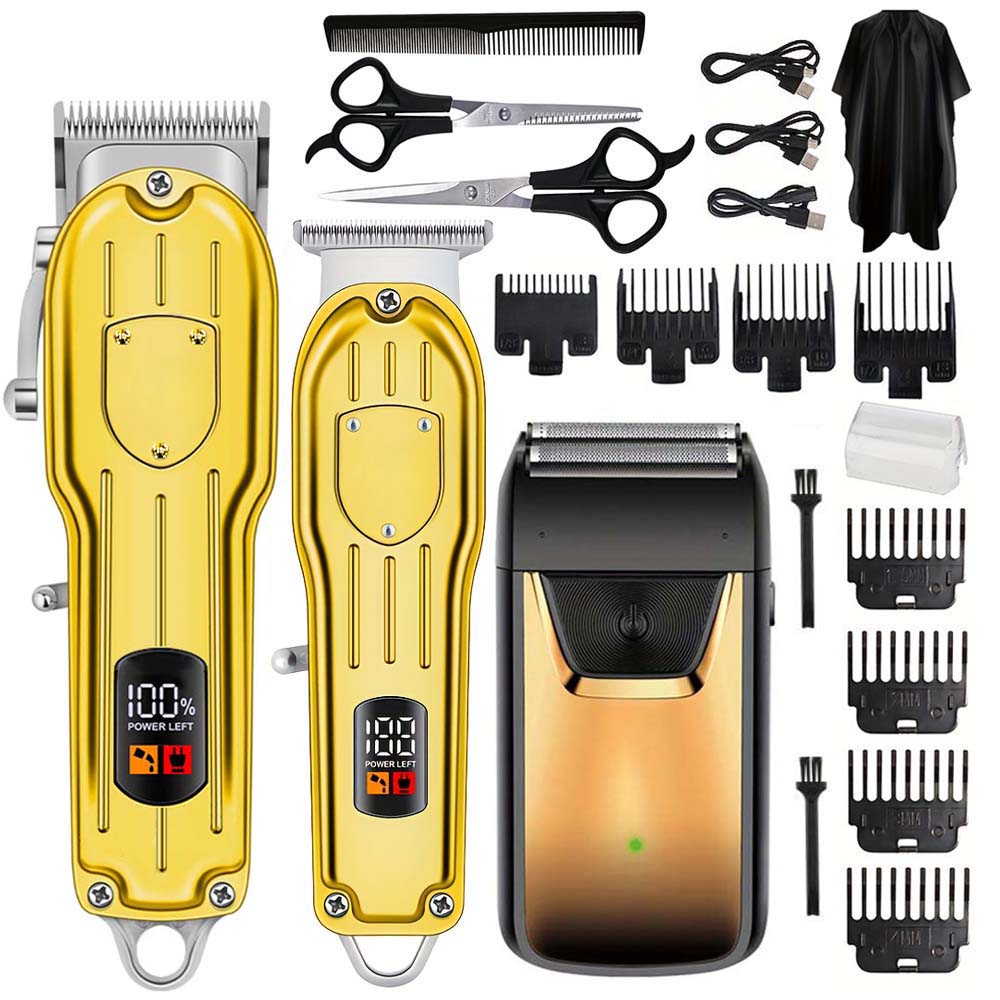 Grooming Kit - ชุดเครื่องตัดผมมืออาชีพพร้อมหน้าจอ LCD, เครื่องตัดแต่งหนวดไร้สายและเครื่องโกนหนวดแบบฟอยล์สำหรับผู้ชาย, ชุดอุปกรณ์ดูแลตัวเองแบบชาร์จ USB พร้อมหัวตัดหลายขนาดและอุปกรณ์เสริม