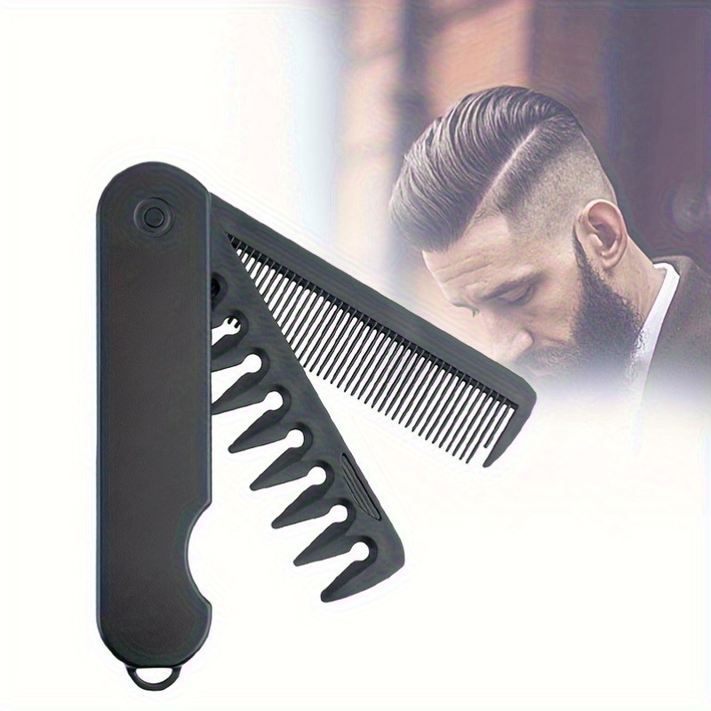 Beard Oil - หวีพกพาอเนกประสงค์แบบพับได้ หวีซี่ห่างสำหรับจัดแต่งทรงผม หวีสำหรับหนวดเครา หวีสำหรับช่างตัดผม เครื่องมือจัดแต่งทรงผม