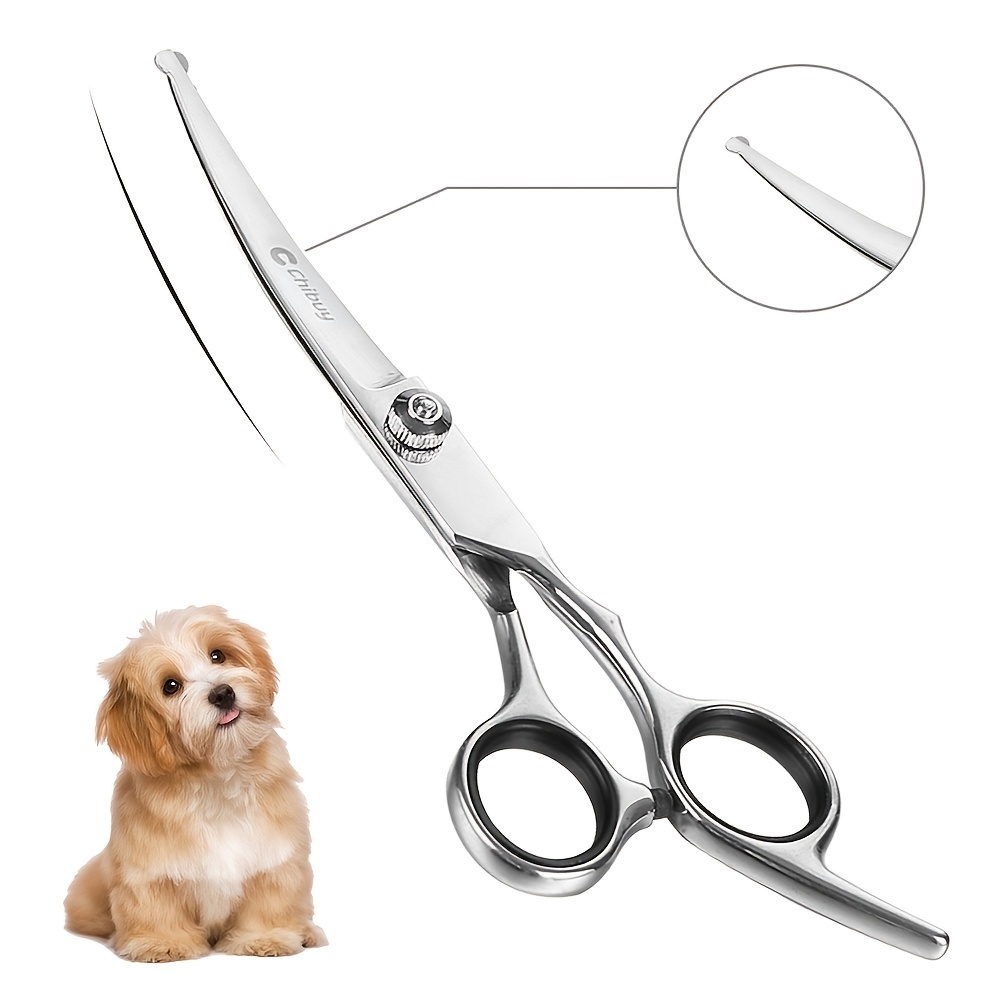 Grooming Scissors - กรรไกรตัดขนสัตว์เลี้ยง 1 ชิ้น กรรไกรโลหะโค้งสำหรับสัตว์เลี้ยง