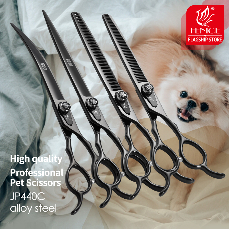 Grooming Scissors - กรรไกรตัดขนสุนัข Fenice JP440C รุ่น Professional สีดำ