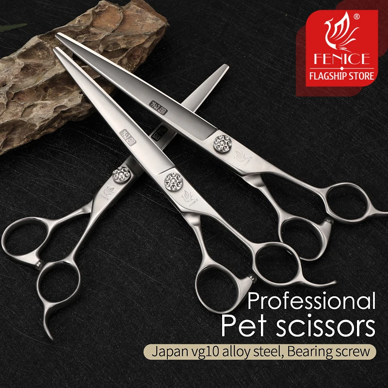 Grooming Scissors - กรรไกรตัดขนสุนัข Fenice ขนาด 7/7.5/8 นิ้ว ผลิตจากเหล็ก