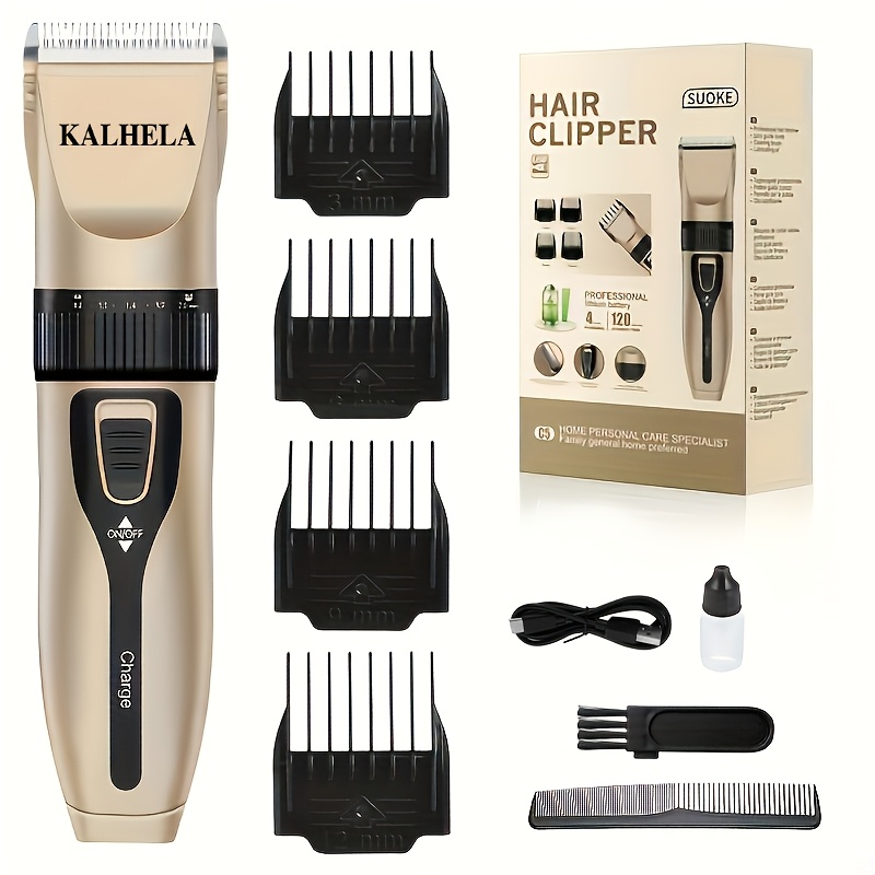 Grooming Kit - เครื่องตัดผมแบบไร้สายสำหรับผู้ชาย คุณภาพระดับมืออาชีพ ชุดอุปกรณ์ดูแลทรงผมสำหรับใช้ในบ้าน ชาร์จด้วย USB พร้อมหวีรองตัด