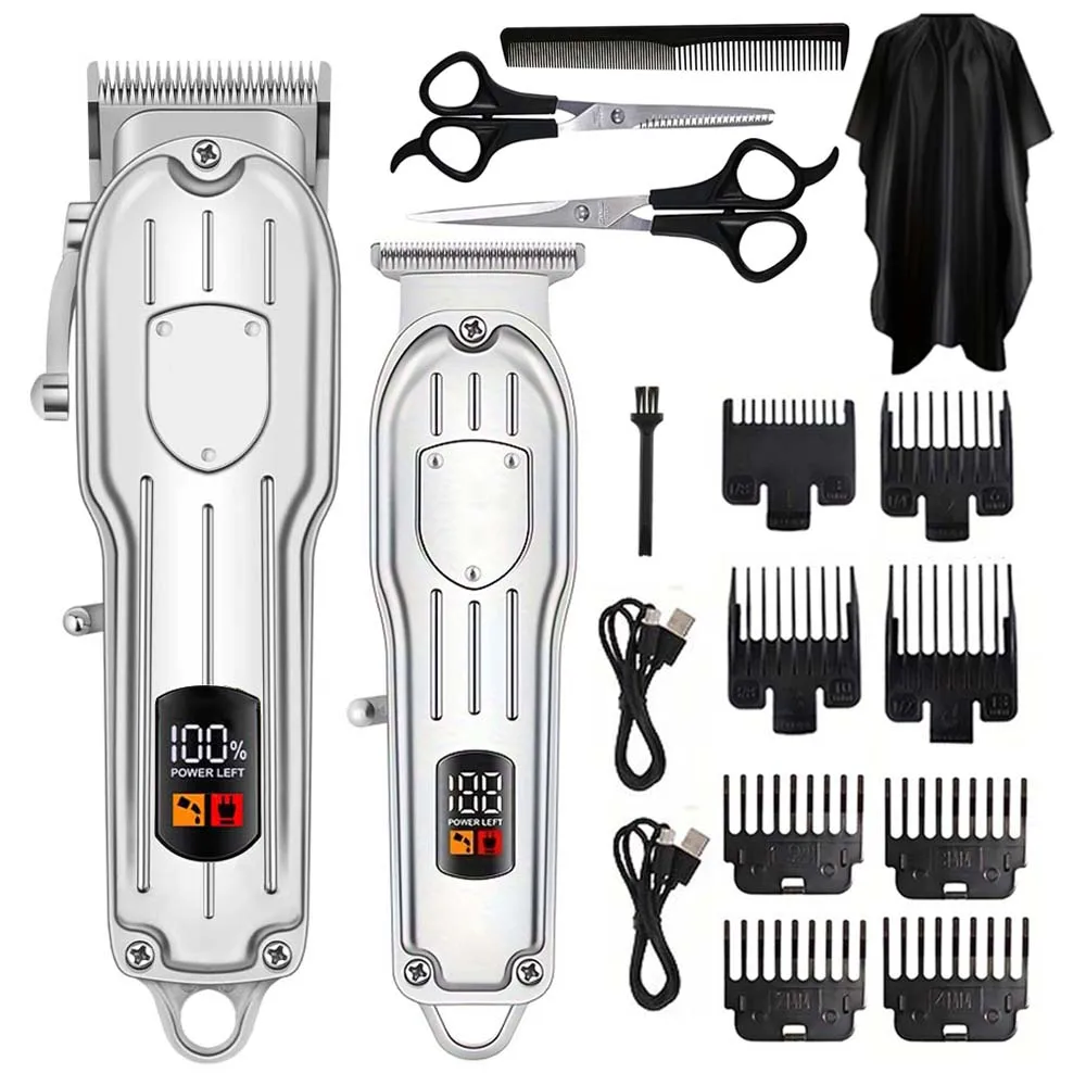 Grooming Kit - เครื่องตัดผมไฟฟ้า จอแสดงผลดิจิตอล มัลติฟังก์ชั่น เครื่องเล็มผมสำหรับใช้ในบ้าน ระดับมืออาชีพ ชุดอุปกรณ์ตัดแต่งทรงผมสำหรับผู้ชาย