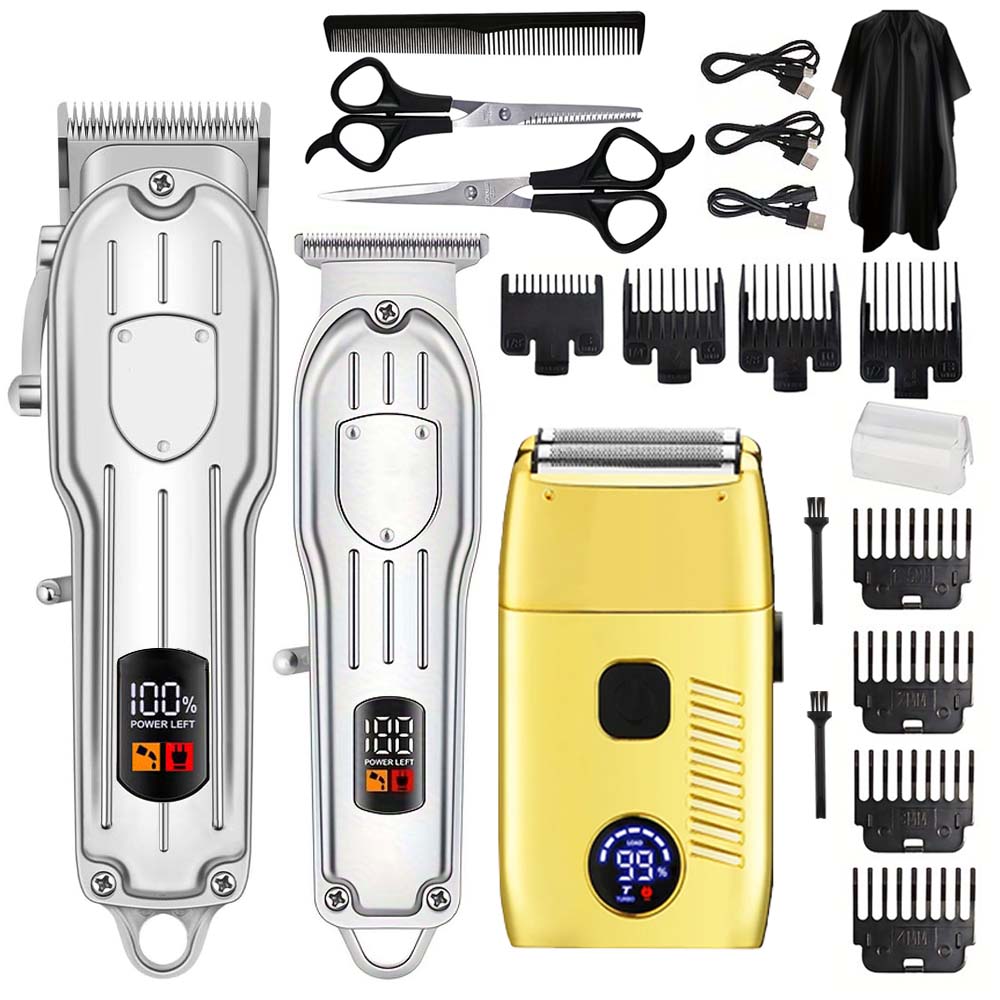 Electric Shaver Rotary - ปัตตาเลี่ยนตัดผมไฟฟ้า เครื่องโกนหนวดไฟฟ้าสำหรับผู้ชาย ปัตตาเลี่ยนแบบชาร์จ USB และเครื่องเล็มหนวดเครา ชุดอุปกรณ์ตัดผมสำหรับช่างตัดผมมืออาชีพ