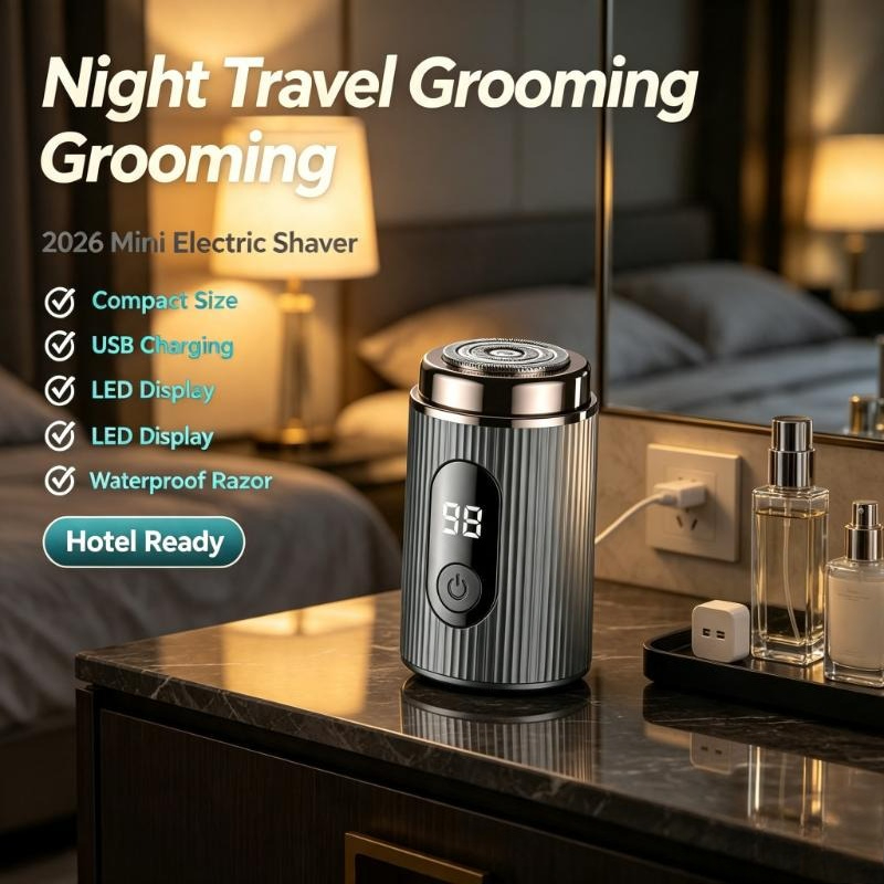 Mens Grooming Travel Kit - เครื่องโกนหนวดไฟฟ้าขนาดเล็ก 2026 แบบพกพา ชาร์จไฟได้ กันน้ำ ขนาดกะทัดรัด