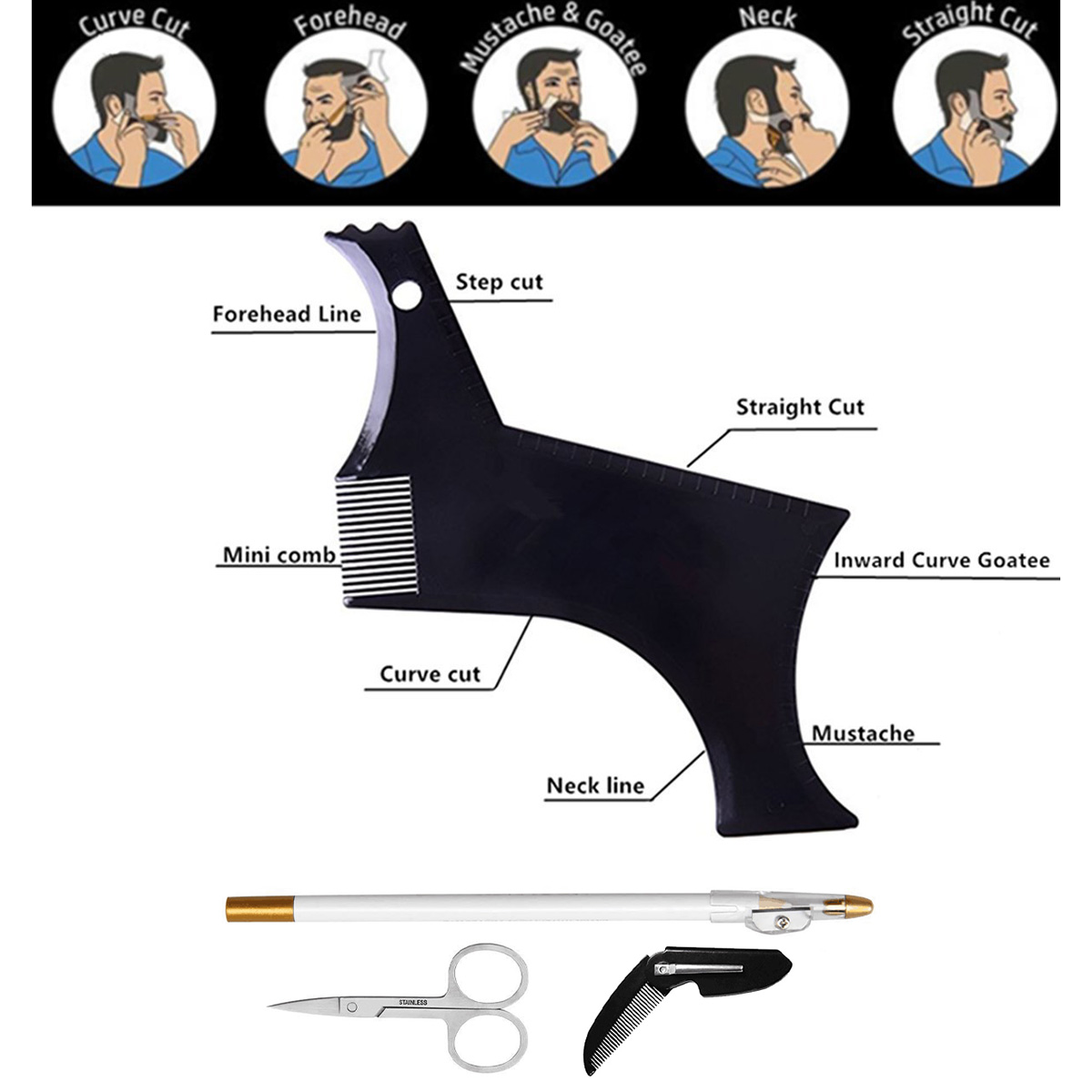 ชุดอุปกรณ์จัดแต่งทรงเครา 4 ชิ้ - Beard Trimmer บทวิจารณ์และราคา